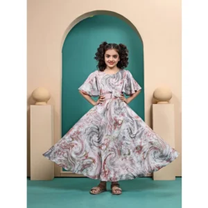 Generic Girl's Maslin Printed Maxi Length Dress (Multicolor)