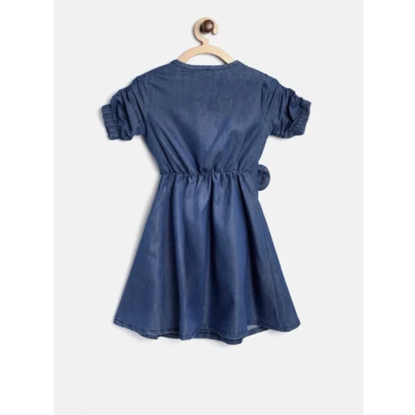 Generic Girl's Denim Striped Sleeveless Round Neck Dress (Blue) - Image 4