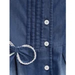 Generic Girl's Denim Striped Sleeveless Round Neck Dress (Blue) - Image 3