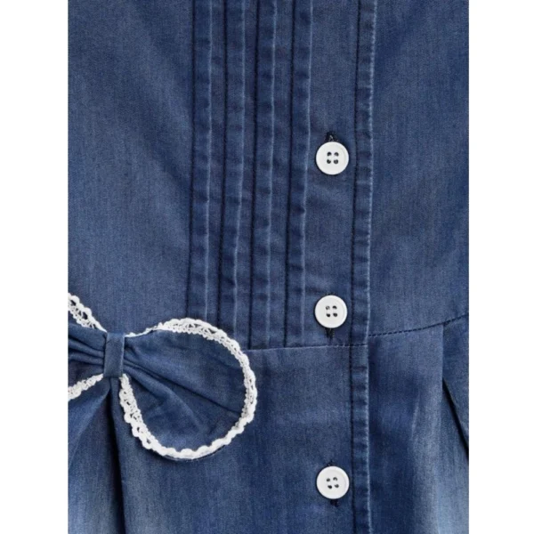 Generic Girl's Denim Striped Sleeveless Round Neck Dress (Blue) - Image 3