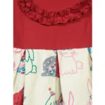 Generic Girl's Cotton Printed Short Sleeve Round Neck Dress (Red-White) - Image 3