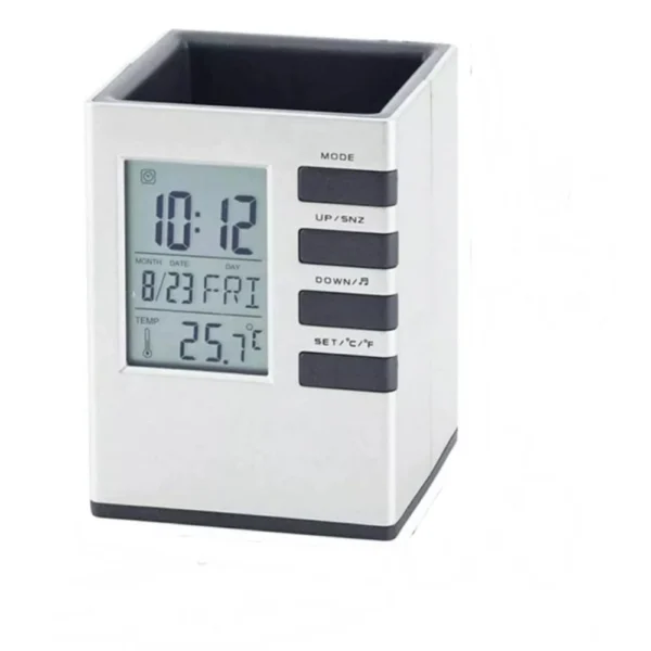 Generic Plastic Pen Holder With LCD Display Digital Alarm Clock - Image 3