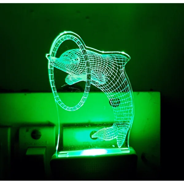 Generic Circle With Dolphin AC Adapter Night Lamp - Image 3