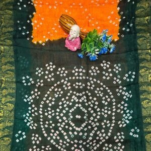 Multi hand bandhej bandhani saree with zari border