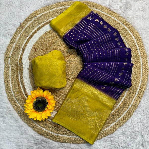 Green color soft chiffon georgette saree with foil printed work - Image 7