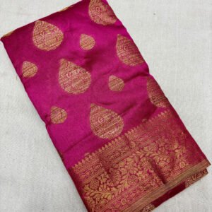 Magenta banarasi silk saree with zari weaving work