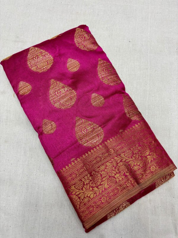 Magenta banarasi silk saree with zari weaving work