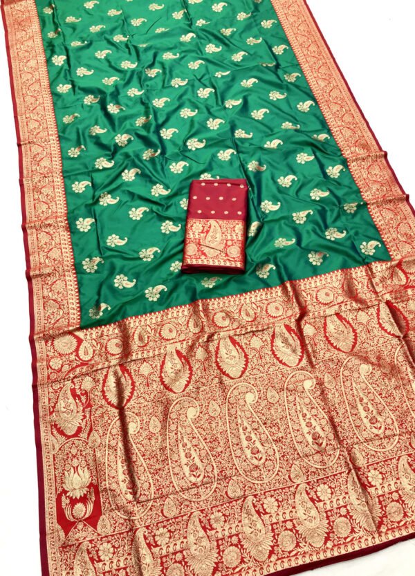 Wine premium banarasi silk saree with zari weaving work - Image 9