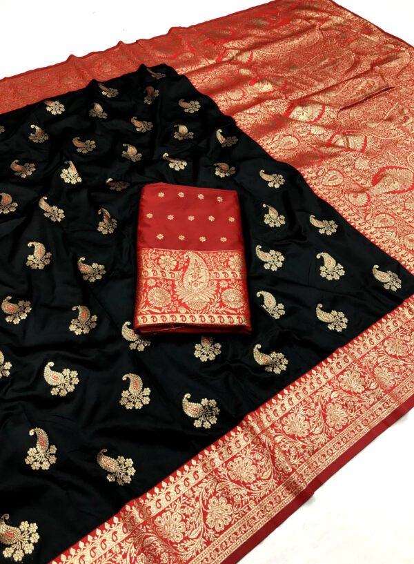 Wine premium banarasi silk saree with zari weaving work - Image 8