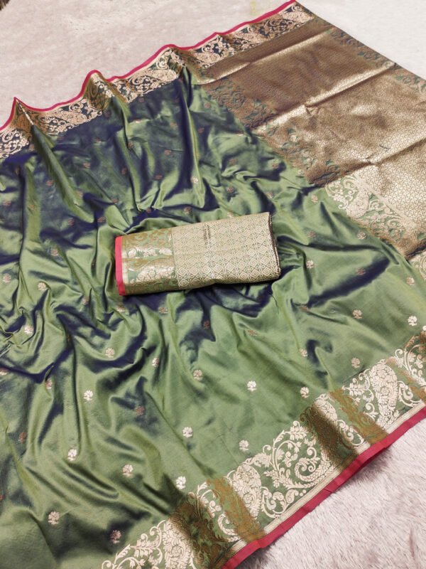 Wine traditional banarasi silk saree with zari weaving work - Image 6