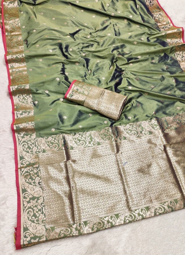 Wine traditional banarasi silk saree with zari weaving work - Image 5