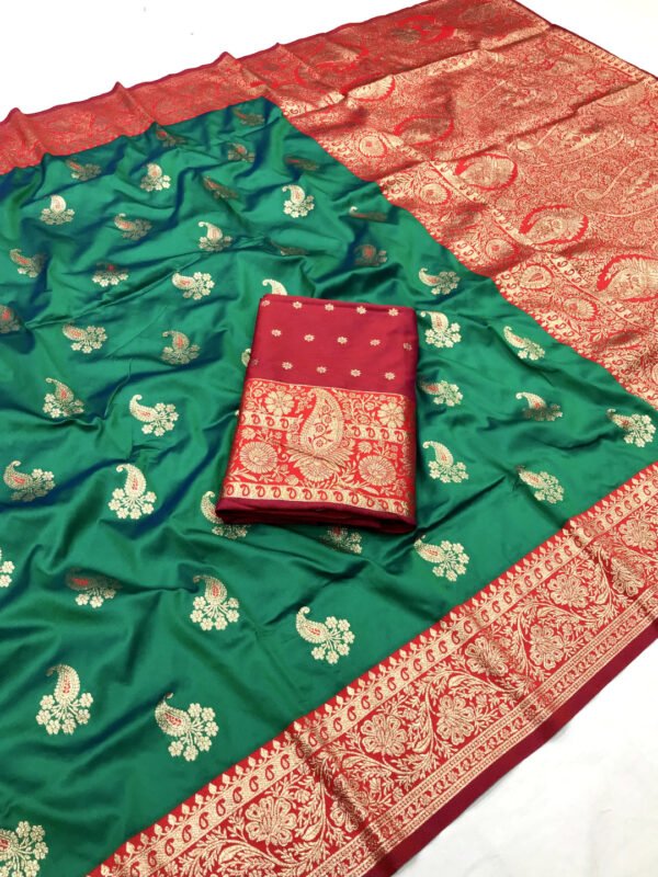 Wine premium banarasi silk saree with zari weaving work - Image 10