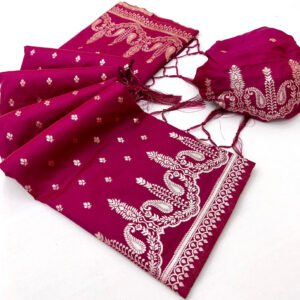 Rani pink banarasi silk saree with zari weaving work