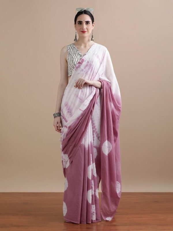 Maroon pure mulmul cotton saree with bagru hand block printed work - Image 9