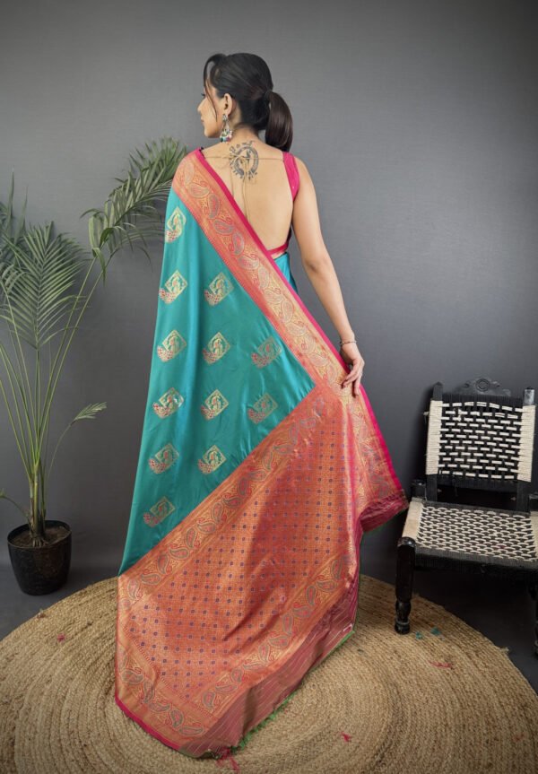 Purple premium banarasi silk saree with golden zari work - Image 7