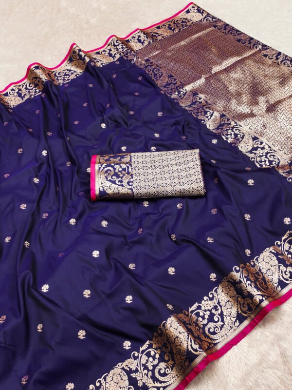 Wine traditional banarasi silk saree with zari weaving work - Image 4