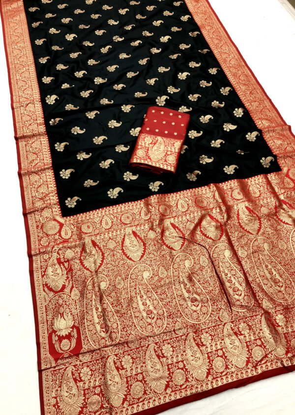 Wine premium banarasi silk saree with zari weaving work - Image 7