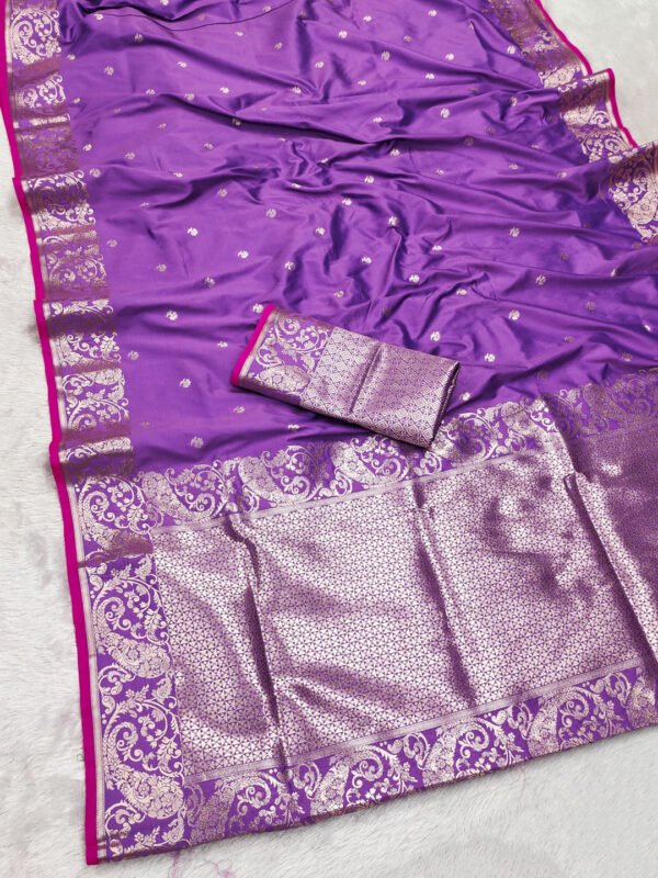 Wine traditional banarasi silk saree with zari weaving work - Image 7