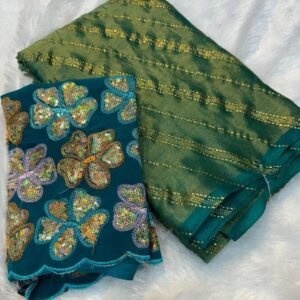 Firoji brasso silk saree with foil work under