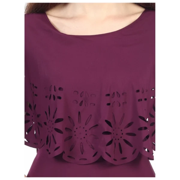 Generic Women's Crepe Solid Sleeveless Full Length Gown(Maroon) - Image 3