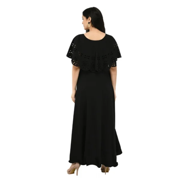 Generic Women's Crepe Solid Sleeveless Full Length Gown(Black) - Image 7
