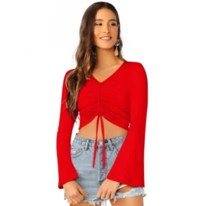 Generic Women's 95% Polyester 5% Spandex Western Wear Tops (Red)
