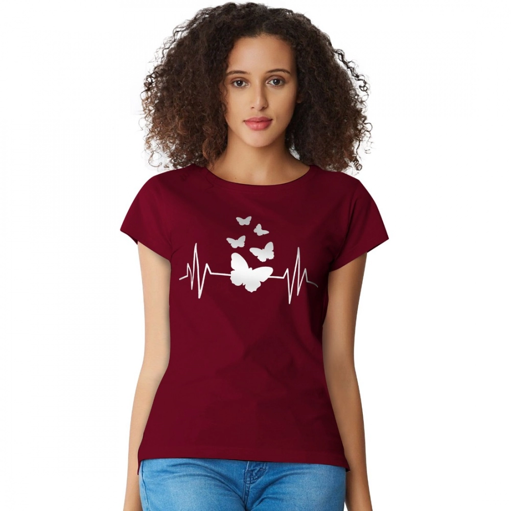 Generic Women’s Cotton Western Wear T Shirt (Maroon)
