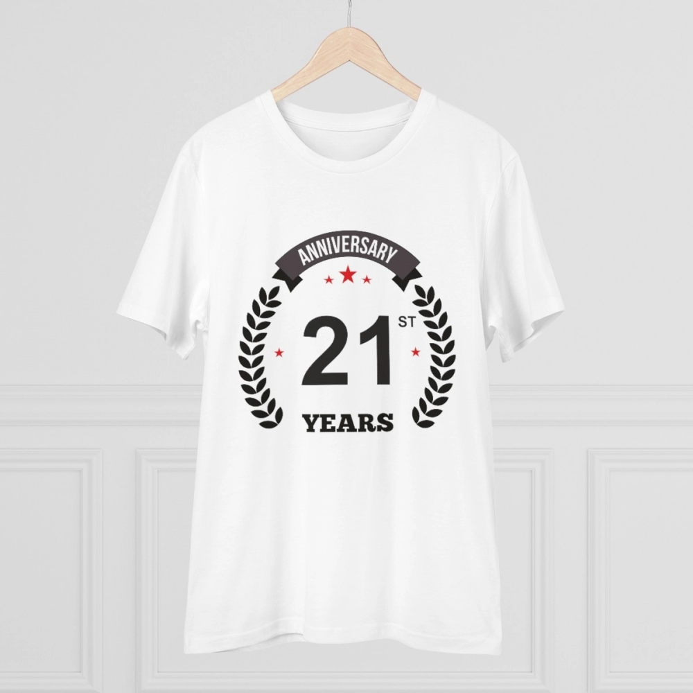Generic Men's PC Cotton 21st Anniversary Printed T Shirt (Color: White, Thread Count: 180GSM) - Image 3