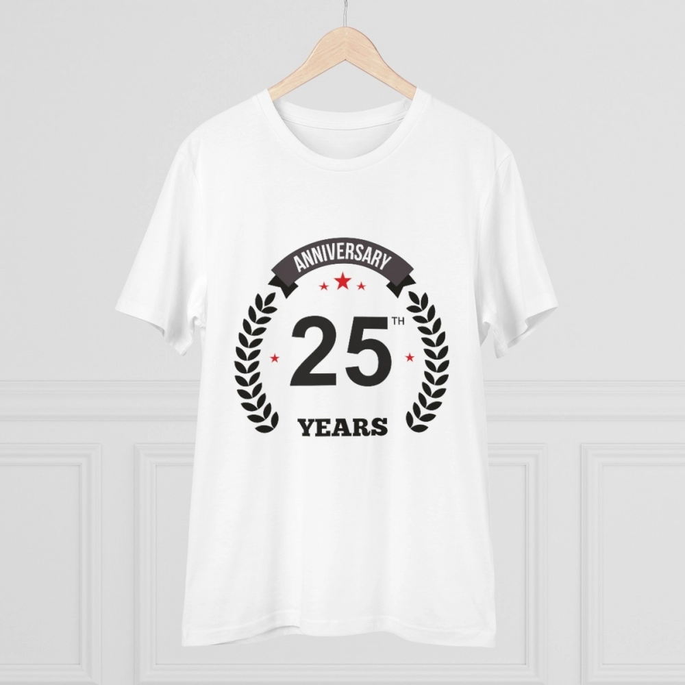 Generic Men's PC Cotton 25th Anniversary Printed T Shirt (Color: White, Thread Count: 180GSM) - Image 3