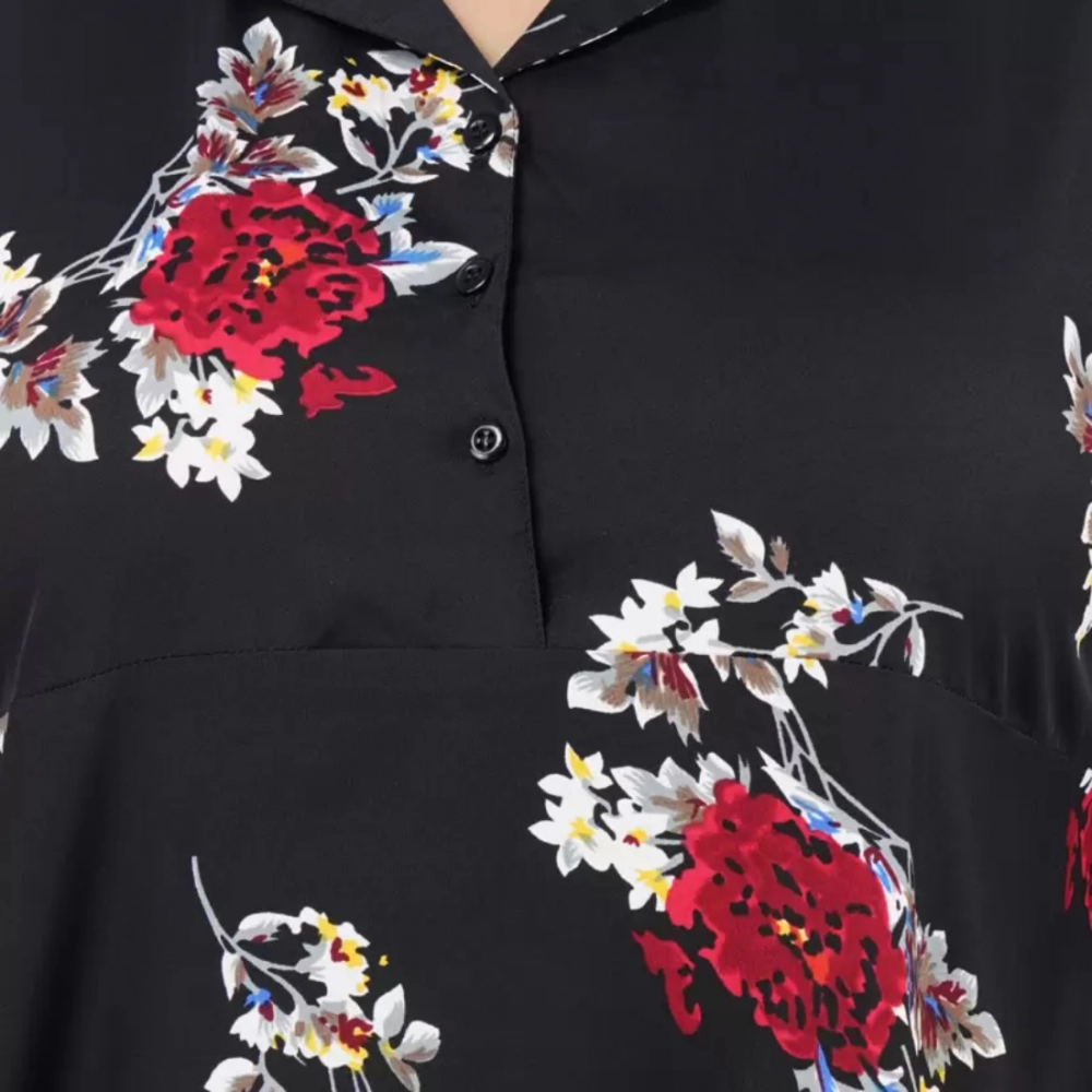 Generic Women's Fit And Flare Black Dress (Color:Black, Material:Polyester) - Image 3