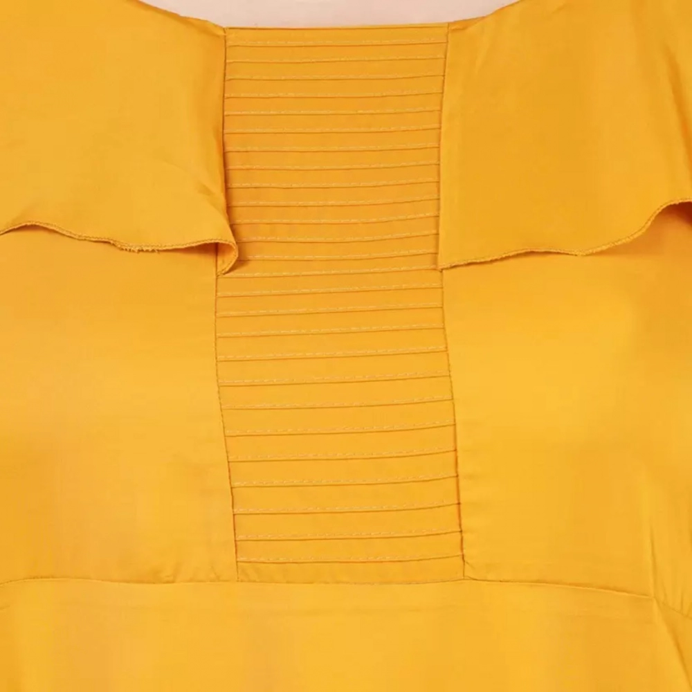 Generic Women's Fit And Flare Yellow Dress (Color:Yellow, Material:Polyester) - Image 3