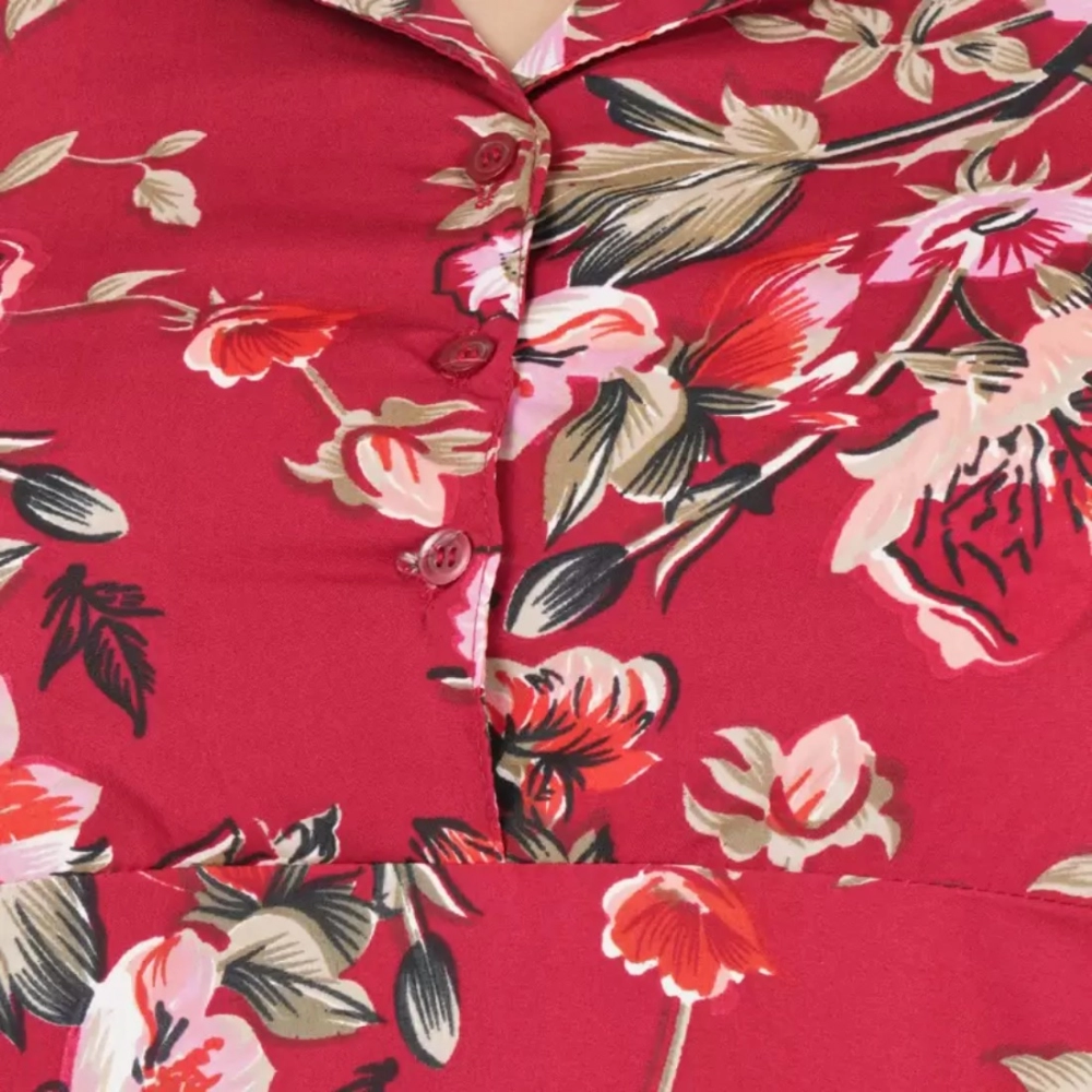 Generic Women's Fit And Flare Maroon Dress (Color:Maroon, Material:Polyester) - Image 3