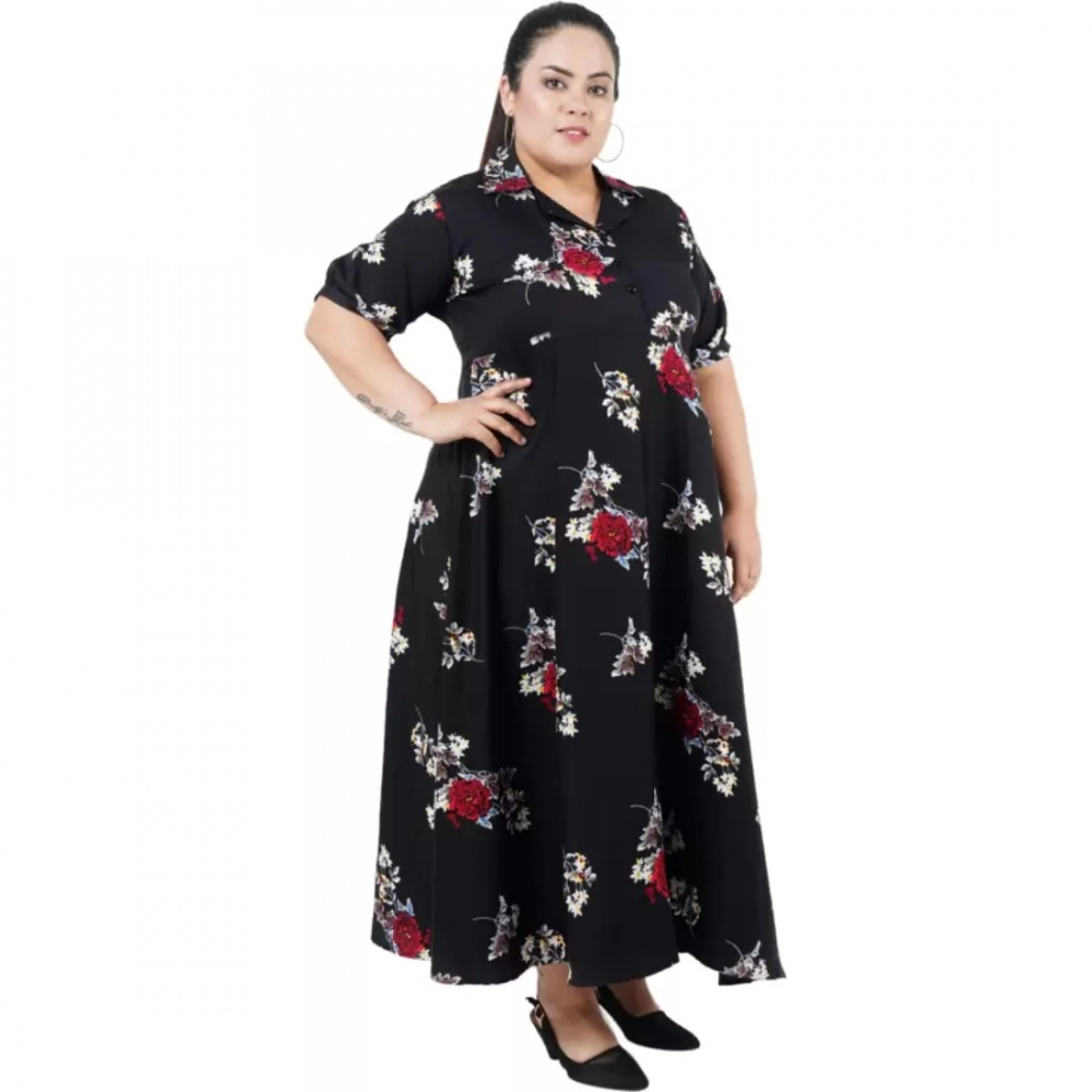 Generic Women's Fit And Flare Black Dress (Color:Black, Material:Polyester) - Image 5