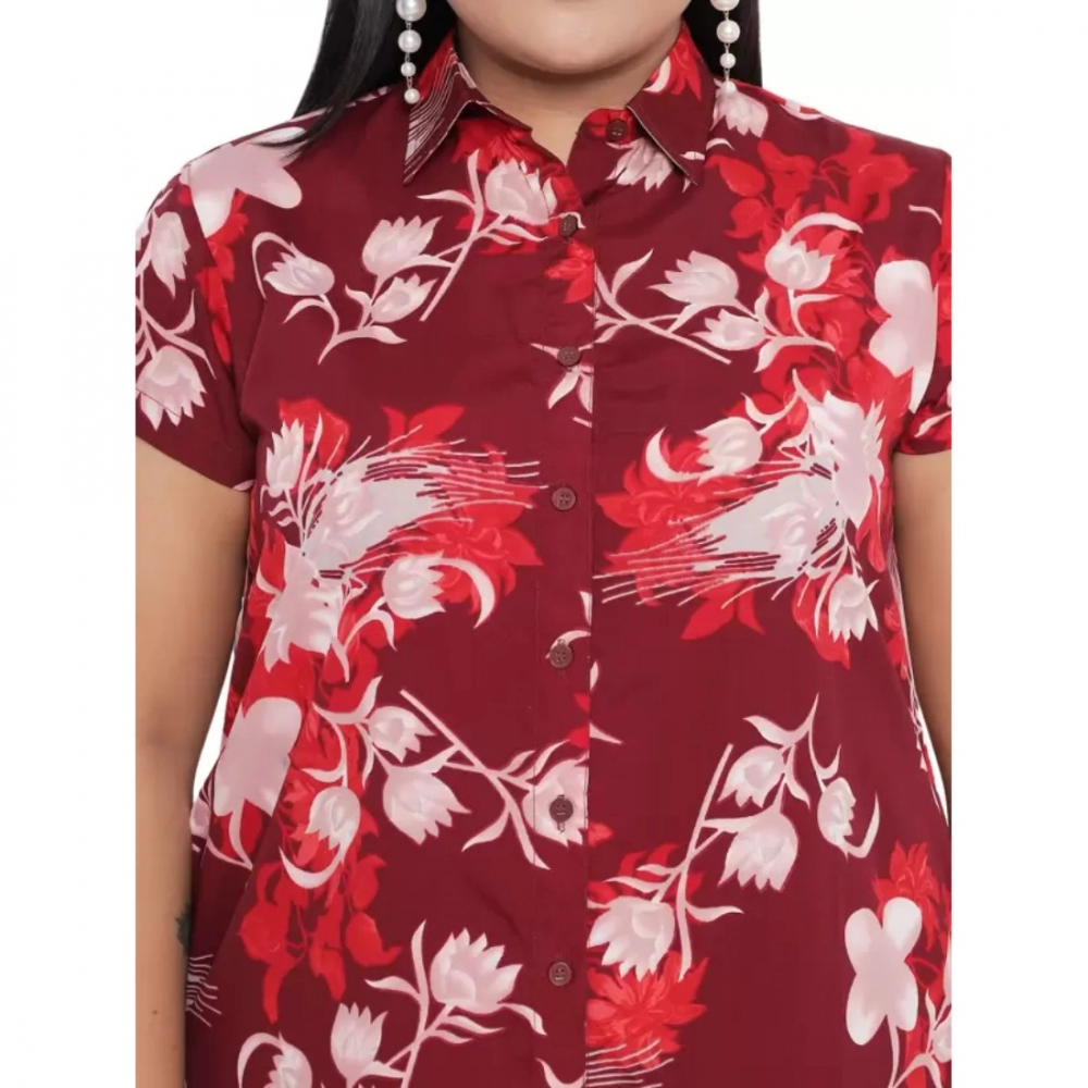 Generic Women's Shirt Maroon Dress (Color:Maroon, Material:Polyester) - Image 4