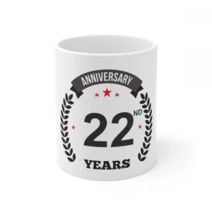 Generic Ceramic 22nd Anniversary Printed Coffee Mug (Color: White, Capacity:330ml)