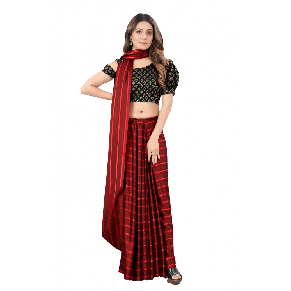 Generic Women’s Satin Silk Saree with Blouse (Red, 5-6 Mtrs)