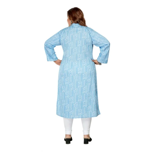 Generic Women's Casual 3/4th Sleeve Full printed Imported Synthetix Straight Kurti (Blue) - Image 4