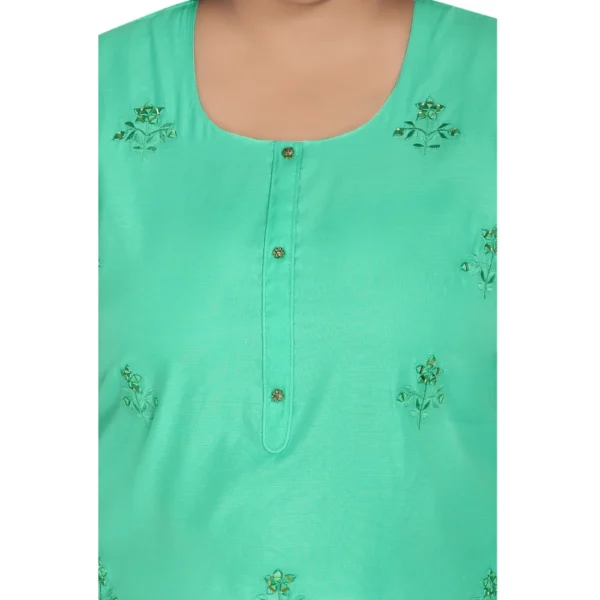 Generic Women's Casual 3/4th Sleeve Rayon Mirror Embroidered Straight Kurti (Green) - Image 5