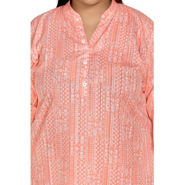 Generic Women's Casual 3/4th Sleeve Imported Synthetix Full printed Straight Kurti (Corel Pink) - Image 5