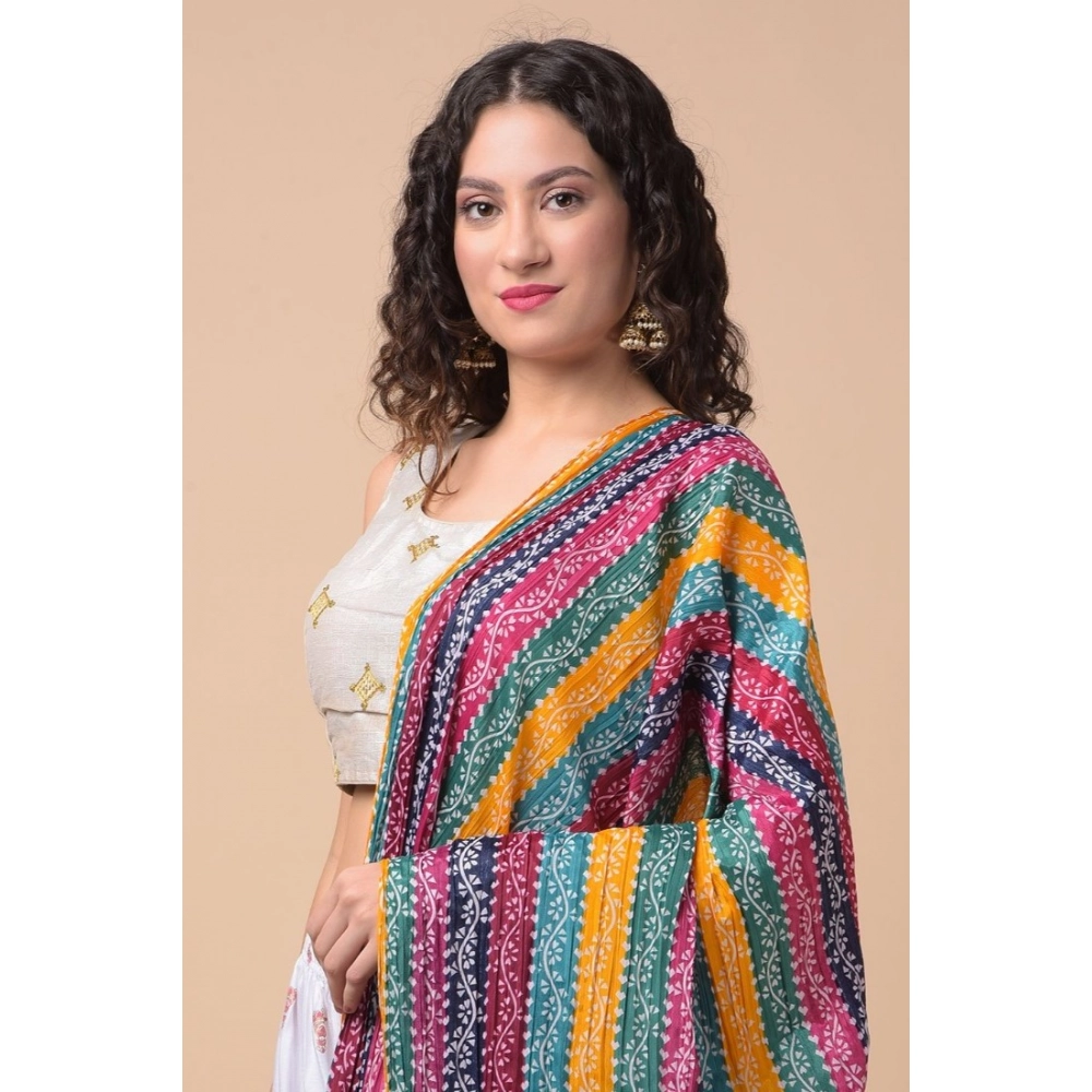 Generic Women's Chanderi Printed Dupatta (Multicolor, Length: 2.25 to 2.50 Mtr) - Image 3