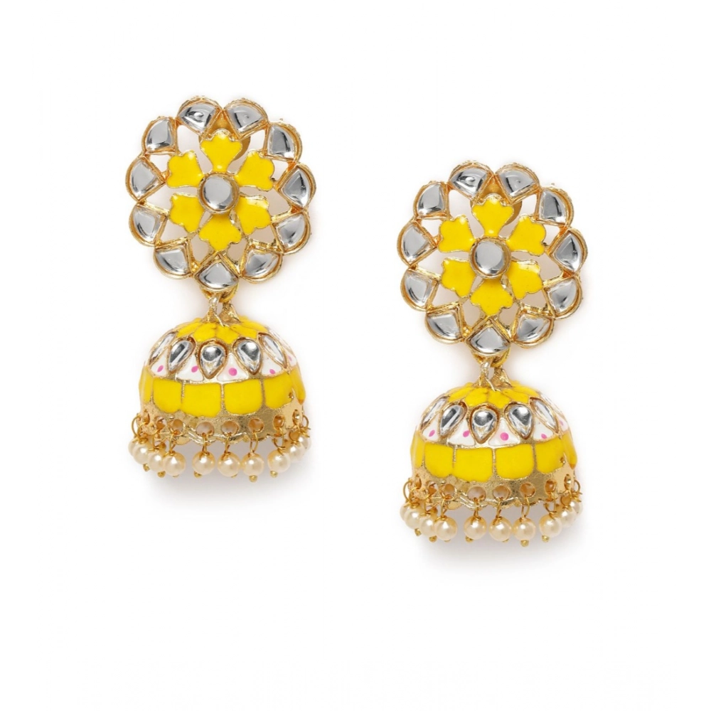 Generic Women’s Rose Gold Plated Alloy Earrings (Yellow)