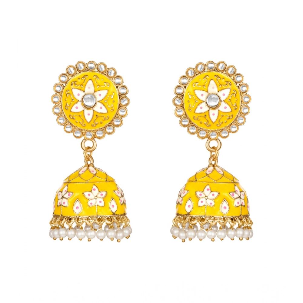 Generic Women’s Rose Gold Plated Alloy Earrings (Yellow)
