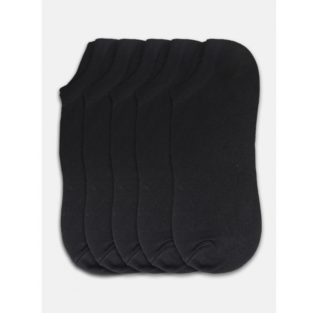 Generic 5 Pairs Unisex Casual Cotton Blended Solid Ankle length Socks (Black) - Image 3