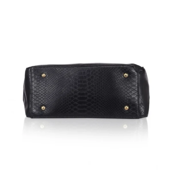 Generic Women's Faux Leather Textured Tote Bag (Black) - Image 2