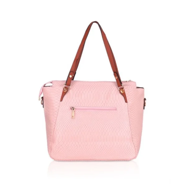 Generic Women's Faux Leather Textured Tote Bag (Pink) - Image 4