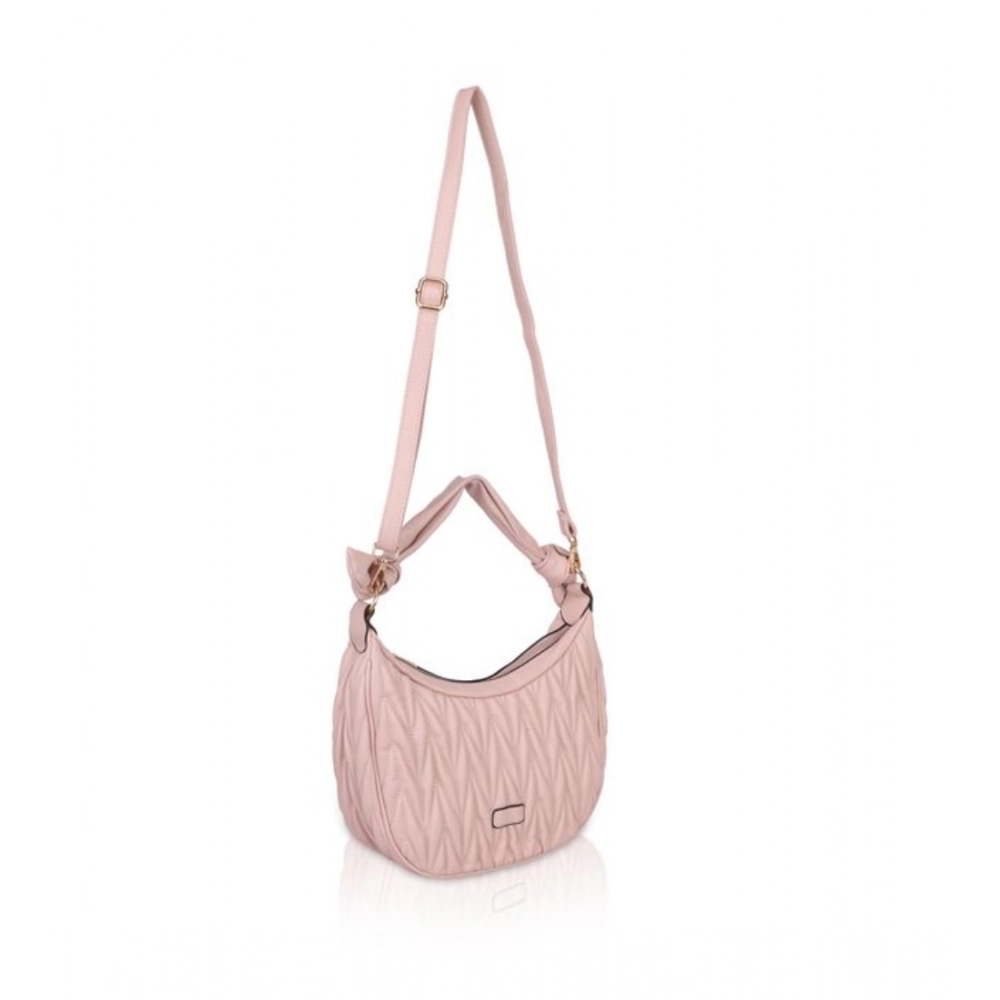 Generic Women's Faux Leather Textured Handbag (Pink) - Image 3