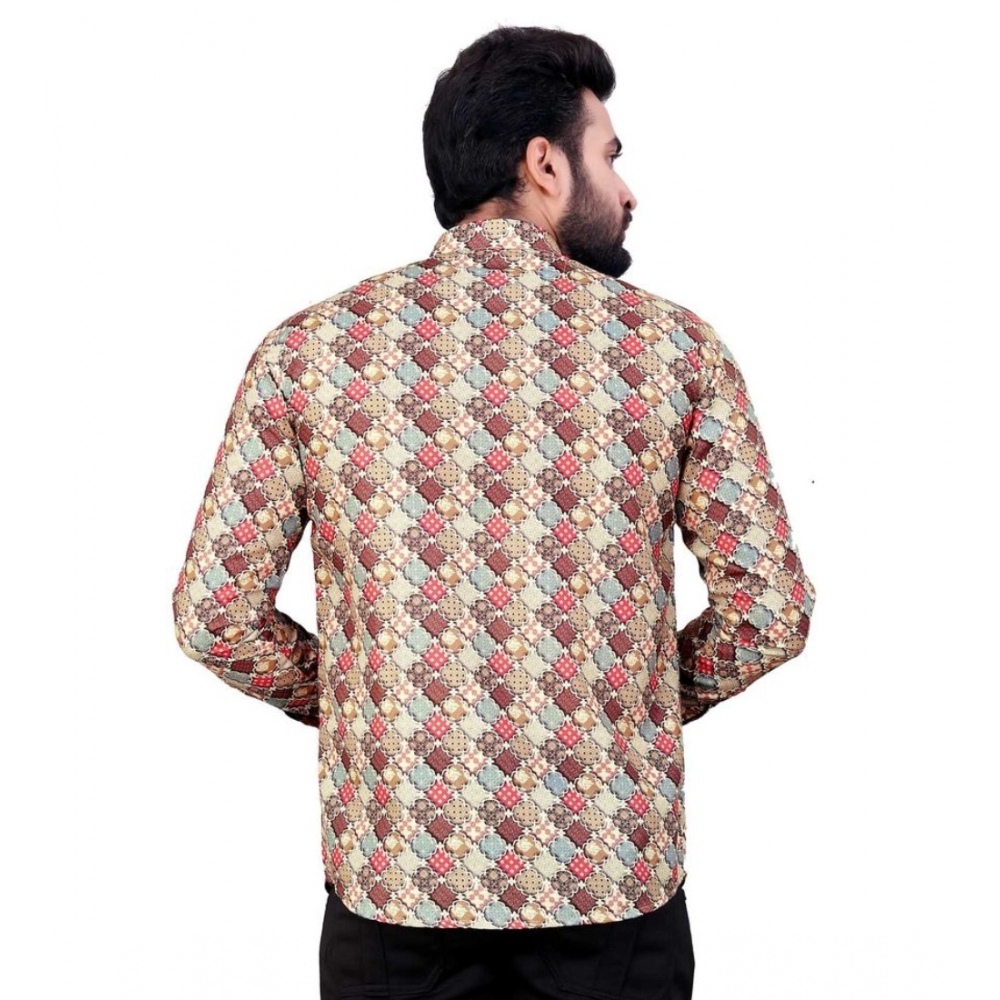 Generic Men's Cotton Blended Printed Full Sleeve Shortkurta (Multicolor) - Image 6