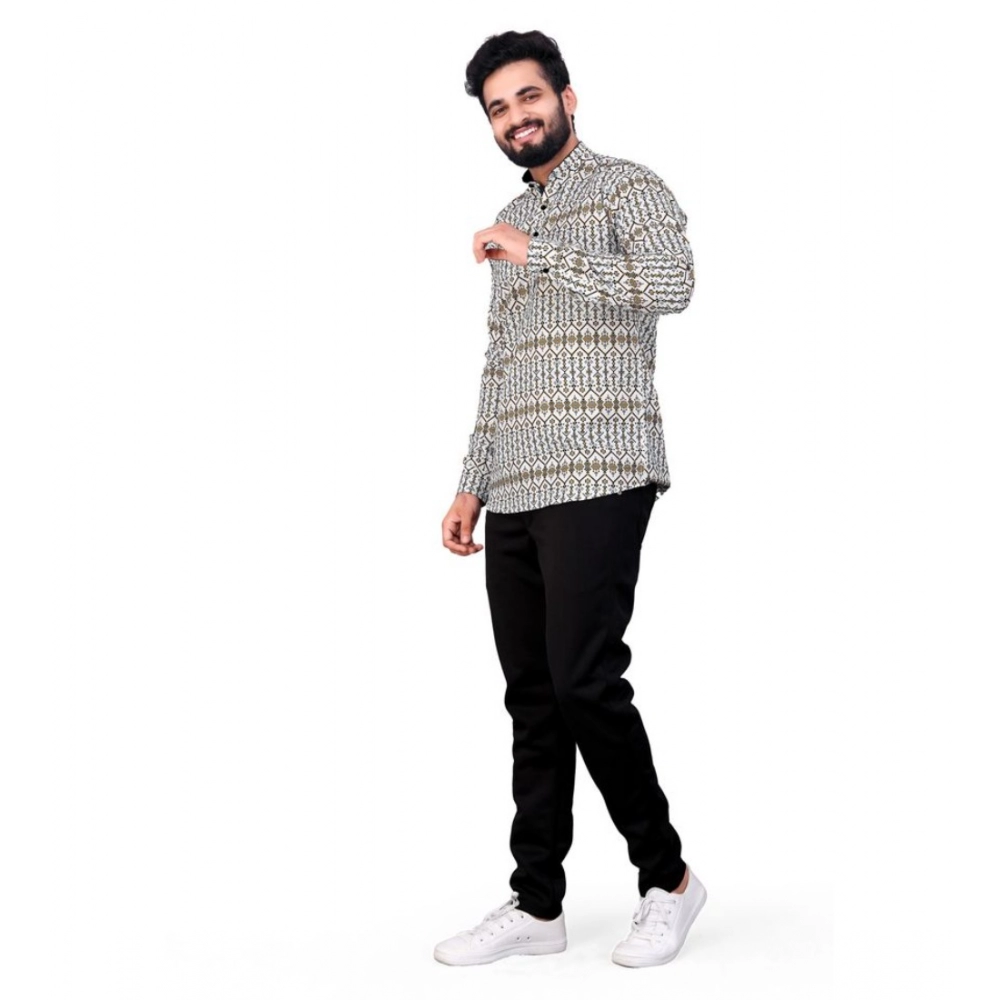 Generic Men's Cotton Blended Printed Full Sleeve Shortkurta (Multicolor) - Image 4