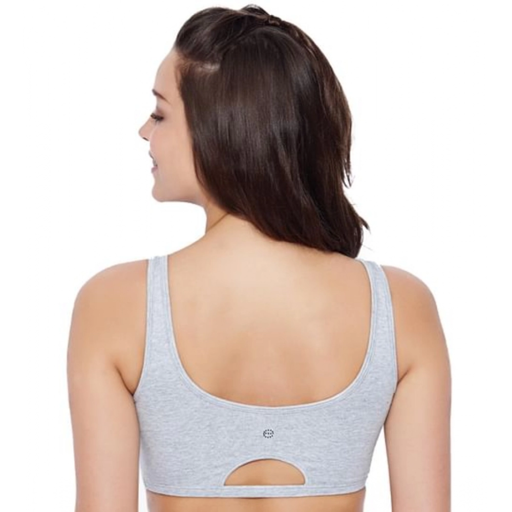 Enamor SB06 Women's Cotton Low Impact Non-Padded, Non-Wired, High-Coverage Bra (Grey-Melange) - Image 3