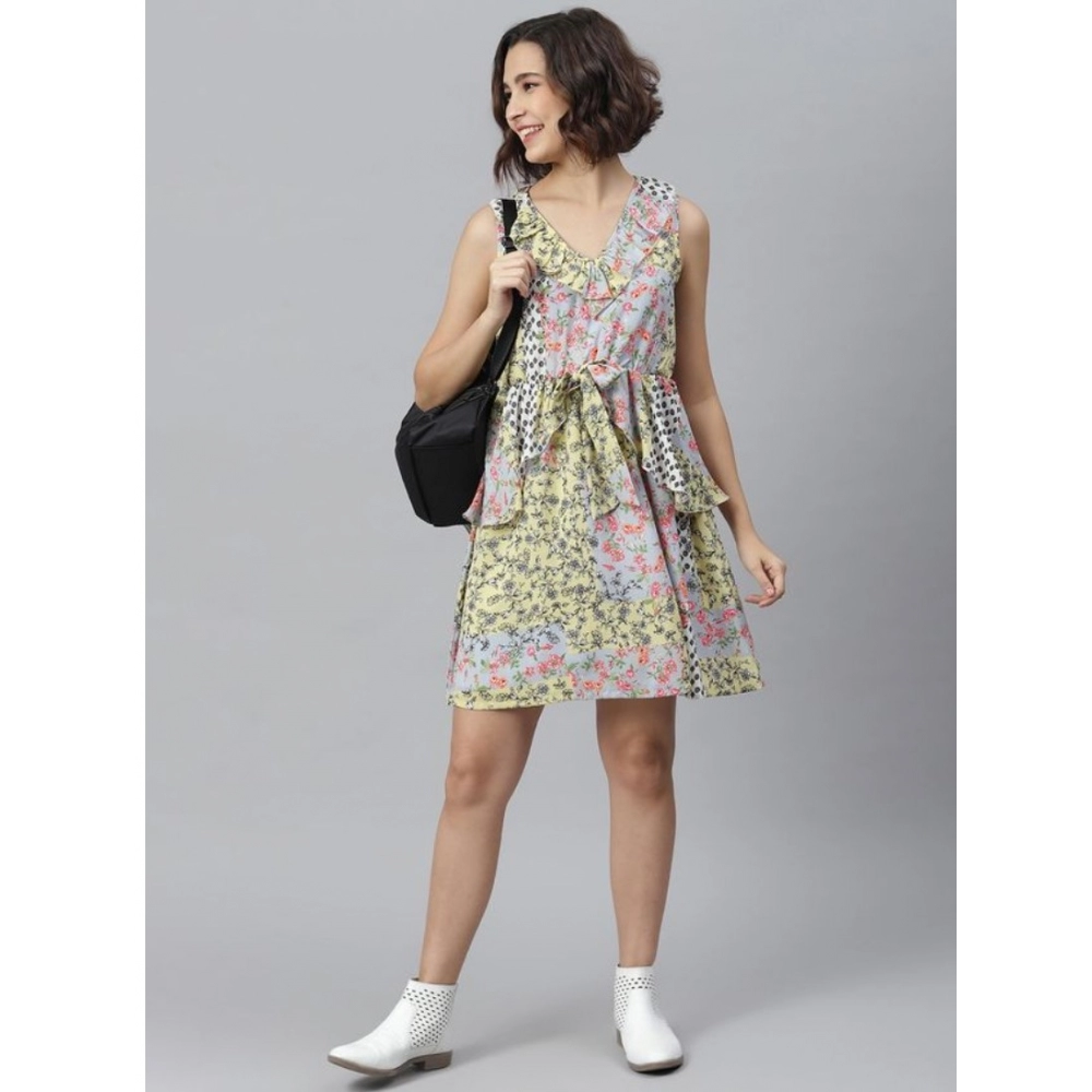 Generic Women's Polyester Peplum Sleeveless Above Knee Dress (Multicolor) - Image 5